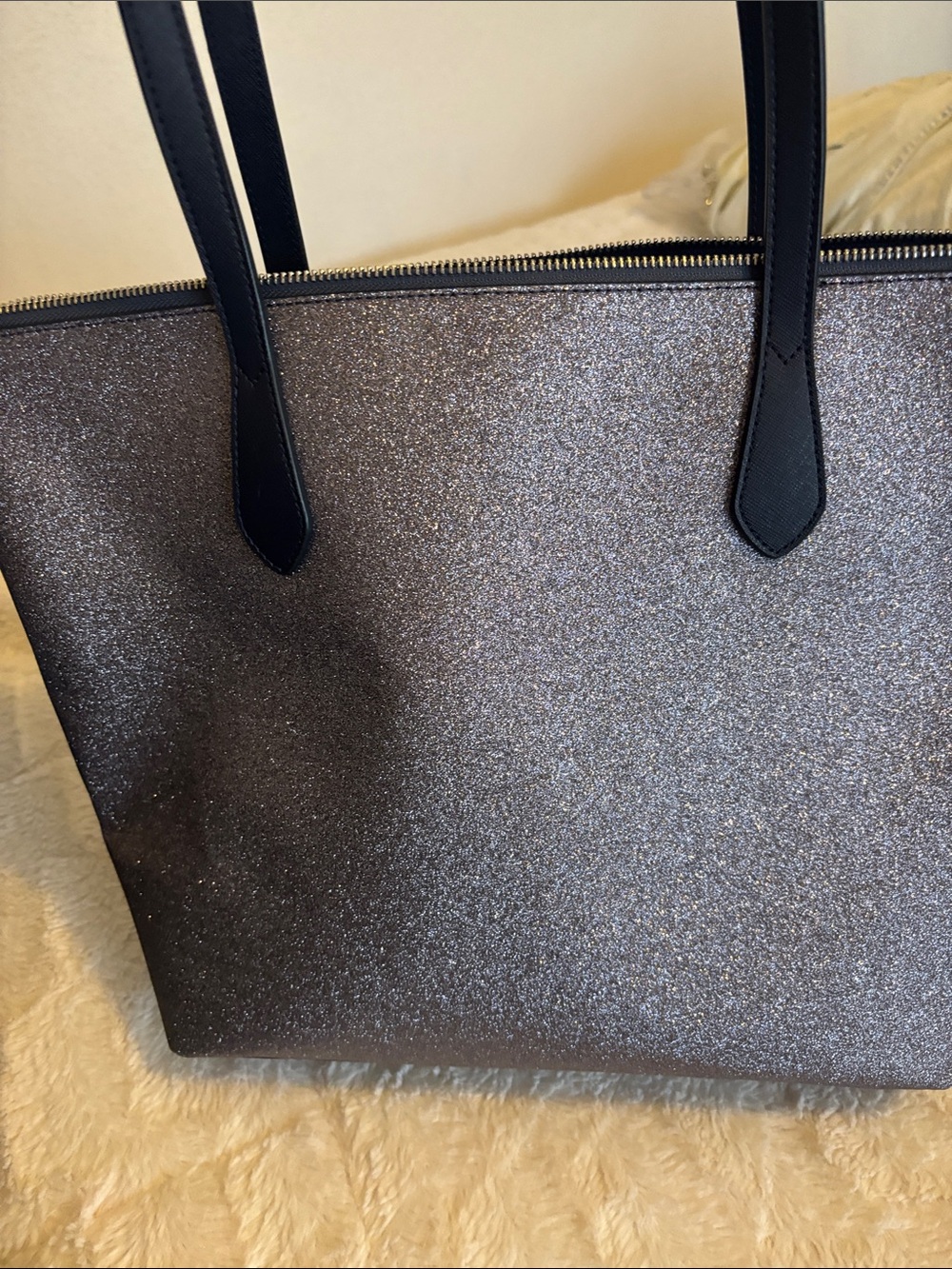 kate spade Glitter Tote in Gunmetal with Black Straps - Picture 4 of 5